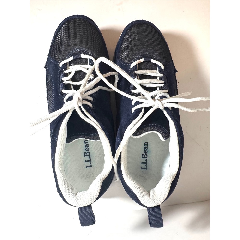 LL Bean Womens Navy Blue Suede Mesh Walking Shoes Sneakers Size 8 Med Athletic - Picture 2 of 7